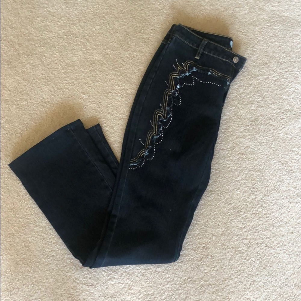 Dark Blue Jeans with Rhinestones